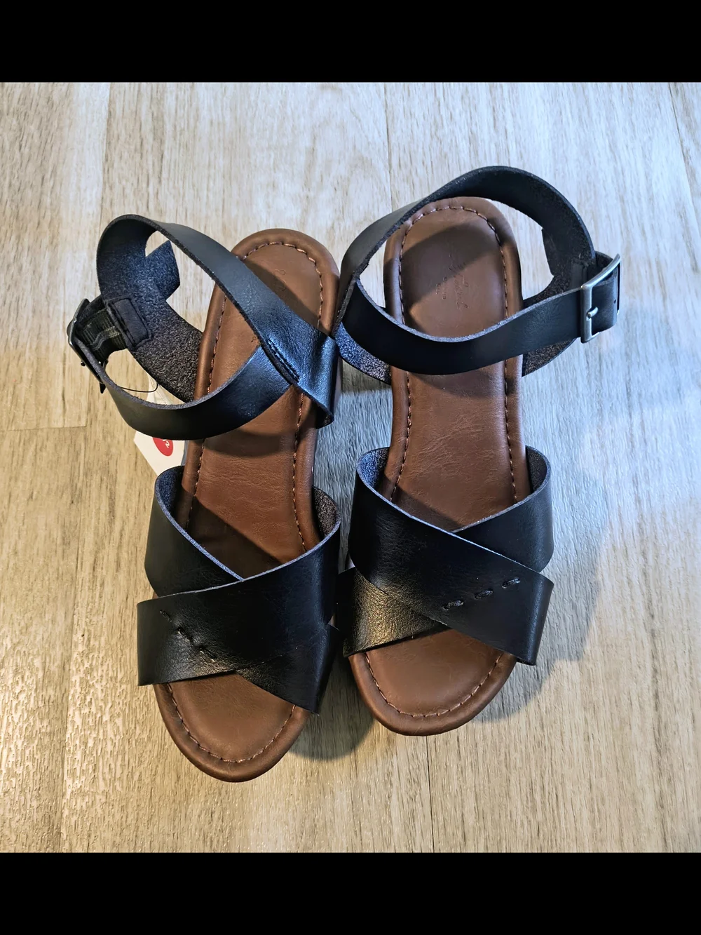 Universal Thread Black Block Heel Sandals with Adjustable Ankle Strap